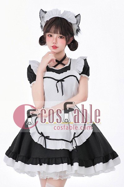New Black White Lolita Maid Cosplay Costume