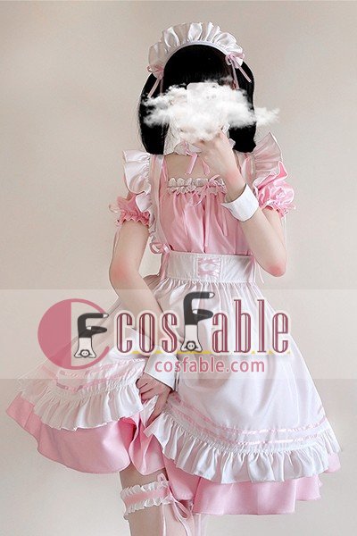 Japan Pink Half Sleeve Lolita Maid Cosplay Costume