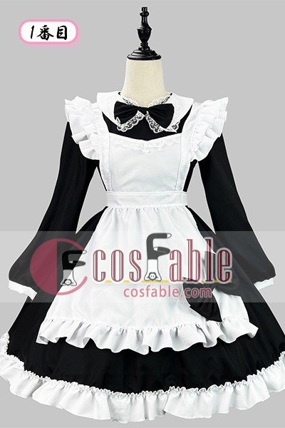 Japanese Black White Long Sleeve Maid Cosplay