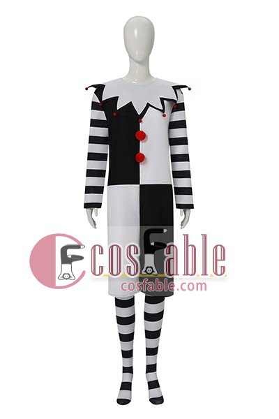 Halloween Retro Striped Circus Clown Costume