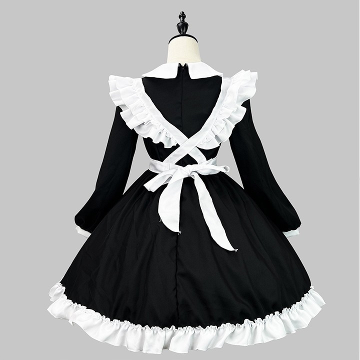 Japanese Black White Long Sleeve Maid Cosplay